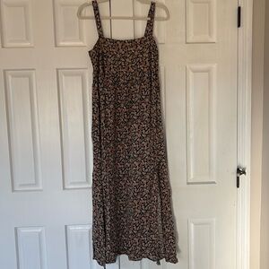 NATURAL LIFE Black Maxi Dress with Pink Floral Print